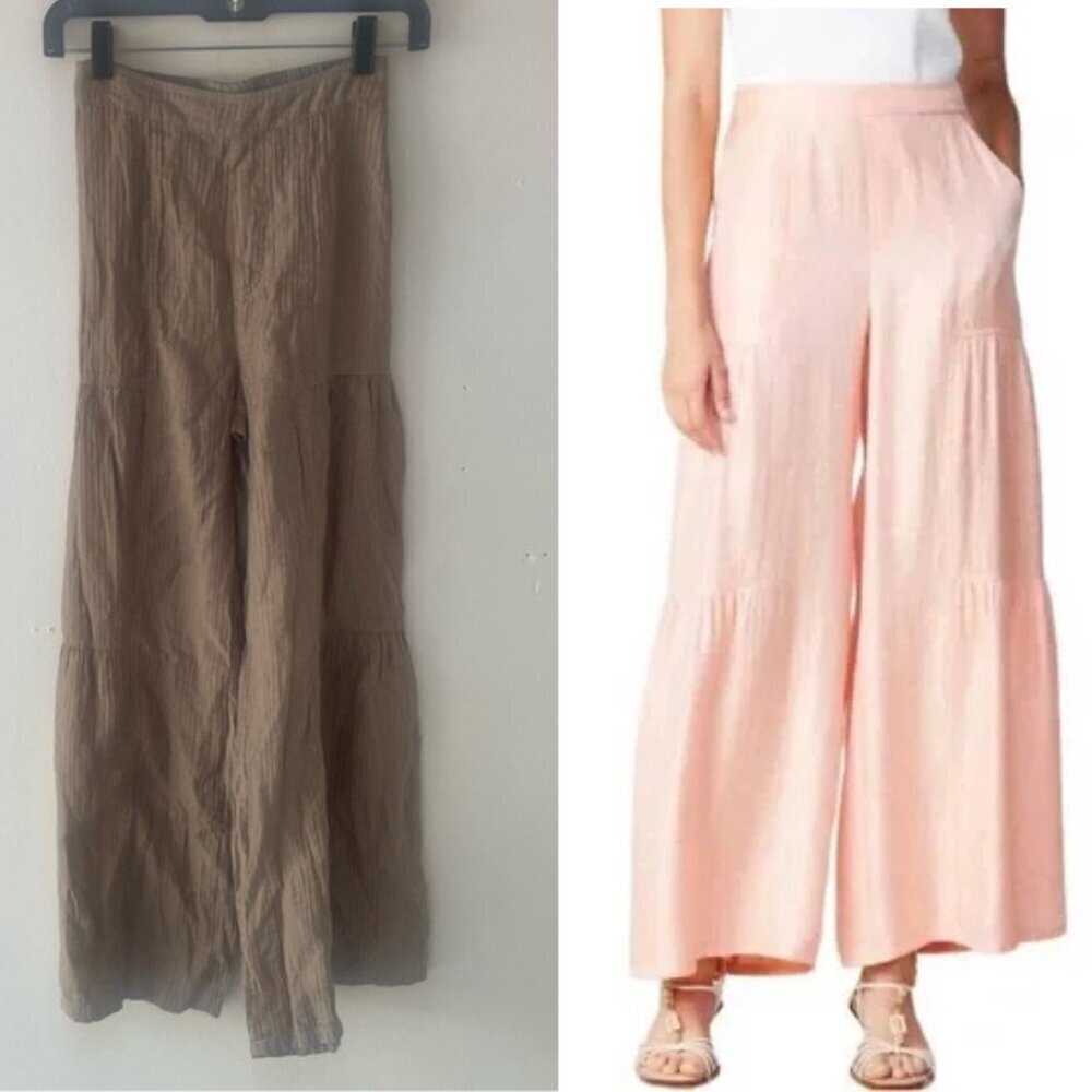 Current Air Brown Tiered Flared Wide Leg Pants - 27125